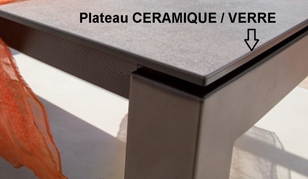 Table avec rallonge 140 cm en céramique et métal CACO pas cher
