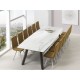 REF. KU-10 table ovale en Céramique pieds Acier peints  - chaises AQUA B                          