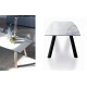 REF. KU-10 grande table design ovale en Céramique sur verre ou en Dekton avec pieds métal ou bois chêne massif ou hêtre massif
