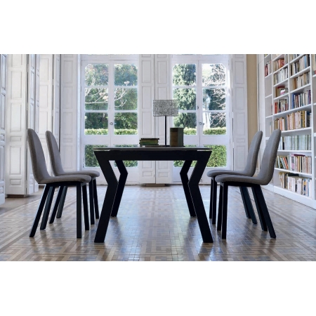  Table fixe ou extensible KU/06 pour intérieur et extérieur avec plateau en Céramique sur verre ou en Dekton              