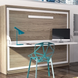 Armoire lit horizontal avec Bureau intégré