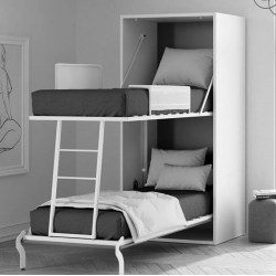 Lit superposé escamotable vertical avec 2 couchages jumeaux
